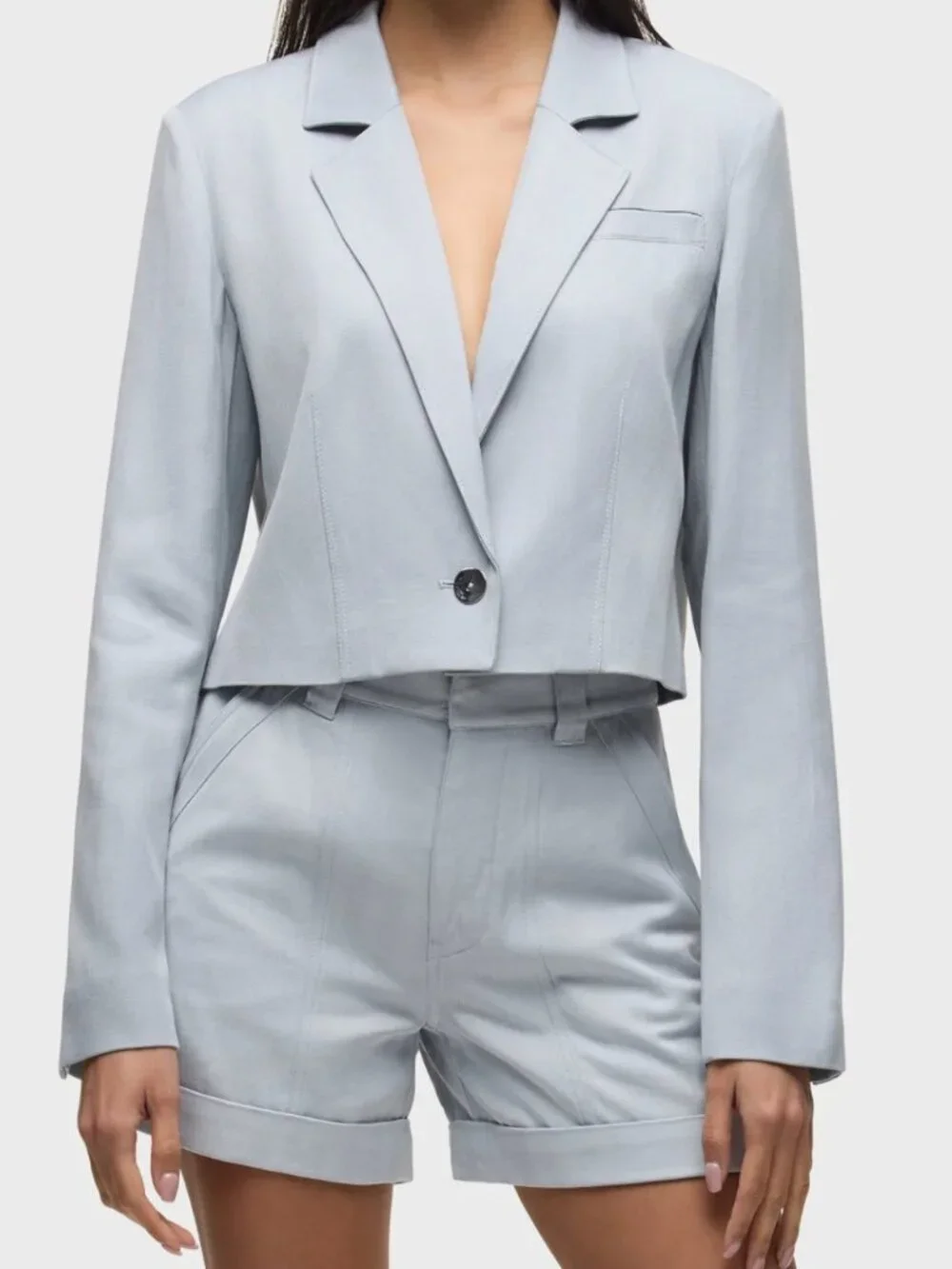 Hudson Herringbone High Rise Cropped Blazer - S